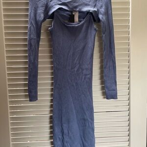 House of Harlow Knit Blue Ribbed Dress